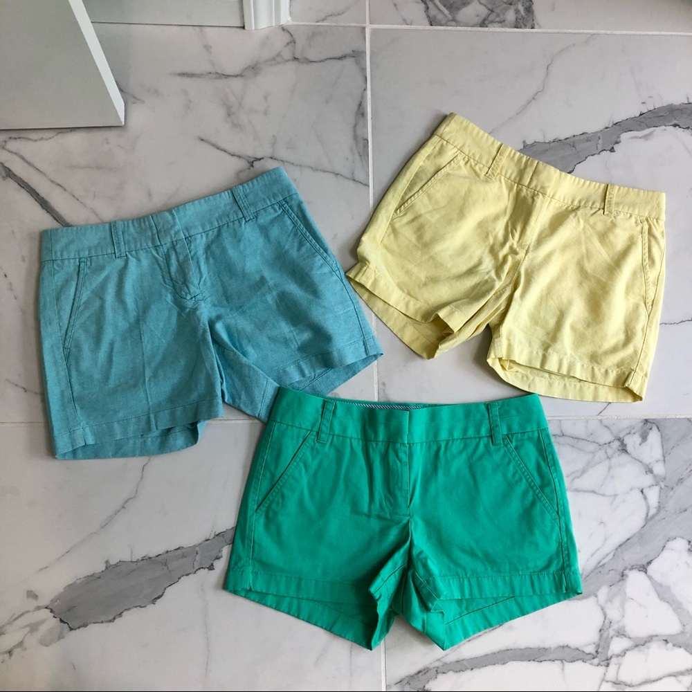 J.Crew Bundle of Green and  Yellow Summer Chino Shorts(blue shorts sold)